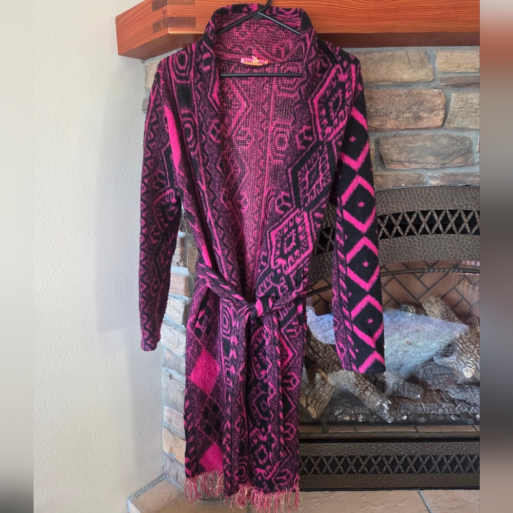 Anthropoligie Vilagallo Abstract Fringe Wool Blend Sweater Womens Size Small